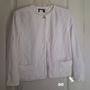 David N PetitesWomen's White Jacket Linen Rayon Sz 6 Cocktail Cruise Travel Boho